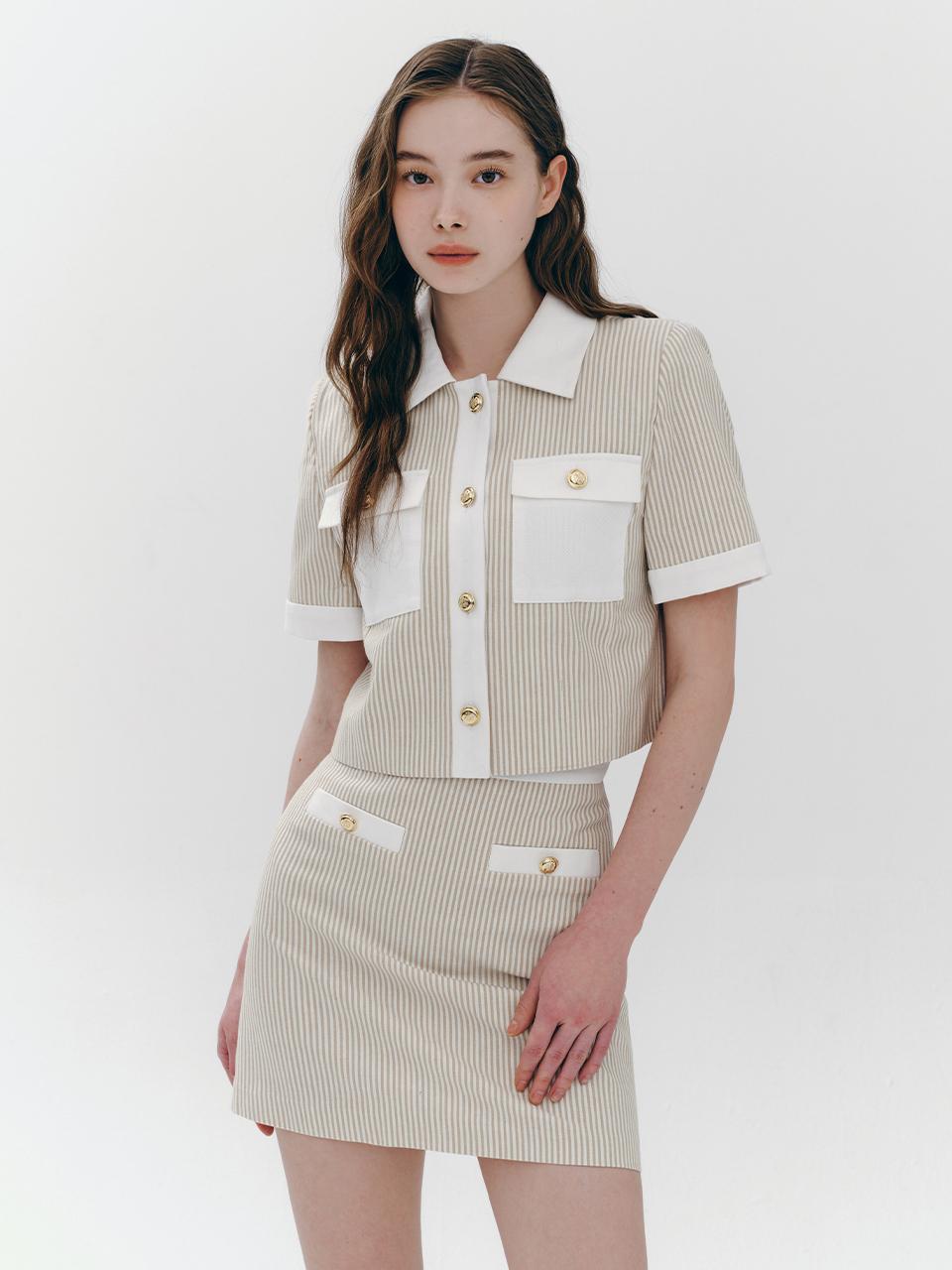 marieclaire Stripe Button Pocket Set Up