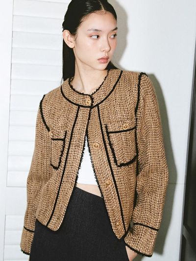 marieclaire Tassel Trimming Tweed Jacket (MAEDJK02MBE)