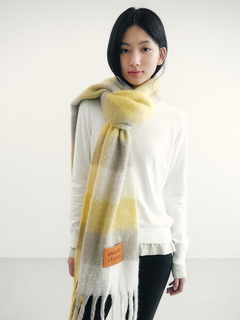 marieclaire Twisted fringe check scarf (MAEDSC02MYE)
