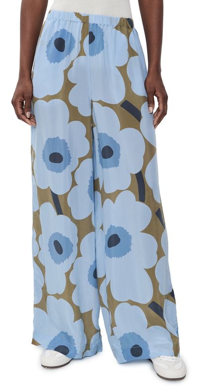 Marimekko Marimekko Kaaos Unikko Pants Light Blue/Olive Green