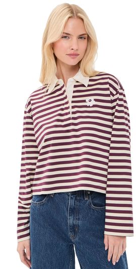 Marimekko Marimekko Kipin Tasaraita Unikko Kioski Polo Shirt Wine Red/Light Yellow