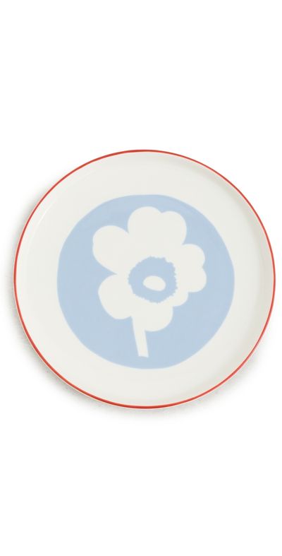 Marimekko Marimekko Oiva Unikko Plate White/Light Blue/Orange Red One