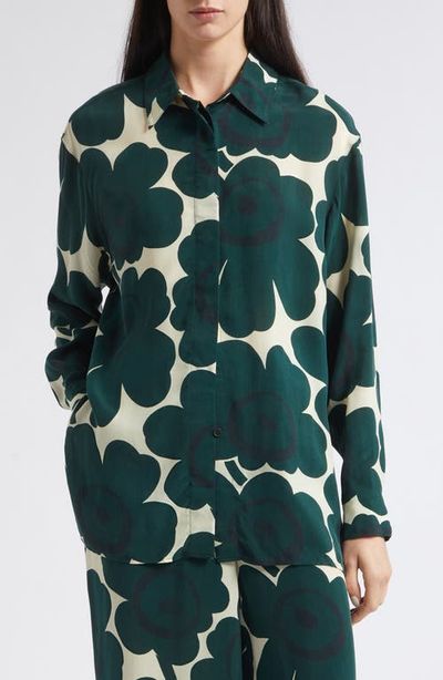 Marimekko Marimekko Unikko Floral Print Long Sleeve Cupro Shirt