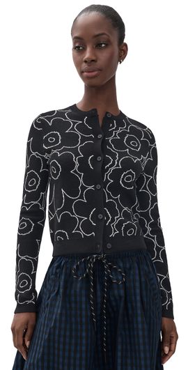 Marimekko Marimekko Villi Piirto Unikko Knitted Cardigan Black/Off White