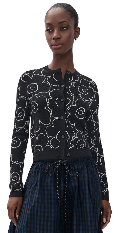 Marimekko Marimekko Villi Piirto Unikko Knitted Cardigan Black/Off White