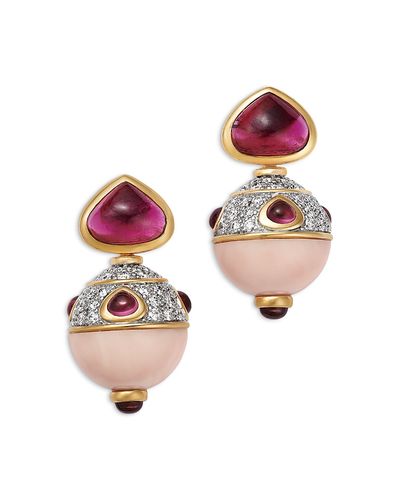 Marina B Marina B 18K White & Yellow Gold Angel Skin Coral, Tourmaline, Rubellite, and Diamond Drop Earrings