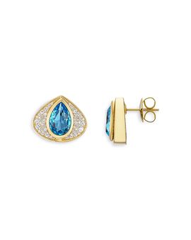 Marina B Marina B 18K Yellow Gold Catylina Gemstone, Onyx, & Diamond Reversible Stud Earrings