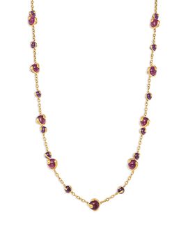 Marina B Marina B 18K Yellow Gold Pink Russian Quartz Cardan Necklace, 24