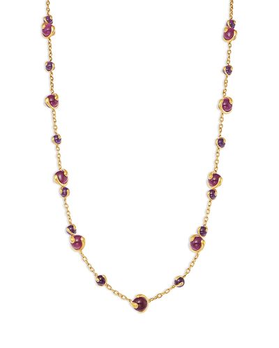 Marina B Marina B 18K Yellow Gold Pink Russian Quartz Cardan Necklace, 24