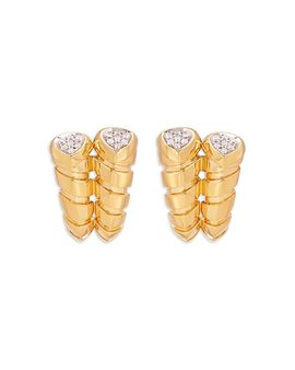 Marina B Marina B 18K Yellow Gold Trisolina Diamond Pave Double Row Stud Earrings