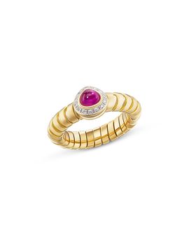 Marina B Marina B 18K Yellow Gold Trisolina Precious Gemstone & Diamond Halo Ring