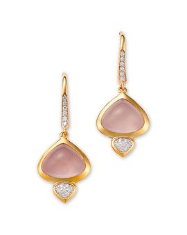 Marina B Marina B 18K Yellow Gold Trisolina Rose Quartz & Diamond Drop Earrings