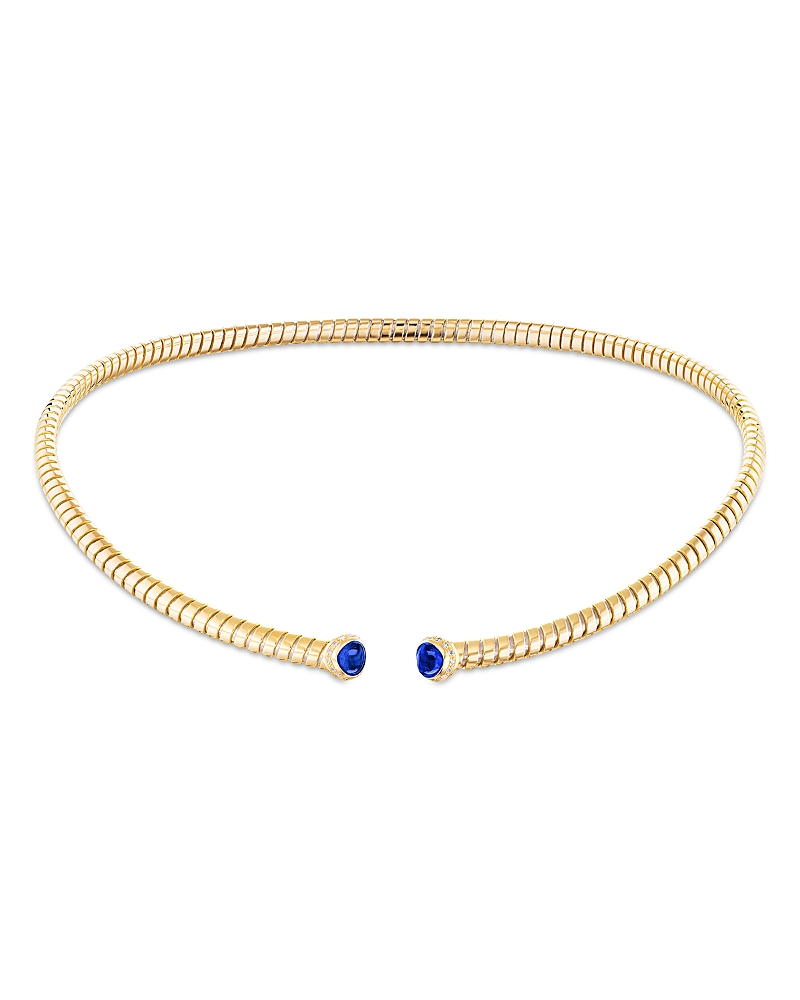 Marina B Marina B Sapphire & Diamond Flexible Tubogas Collar Necklace in Titanium & 18K Yellow Gold