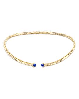 Marina B Marina B Sapphire & Diamond Flexible Tubogas Collar Necklace in Titanium & 18K Yellow Gold