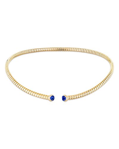 Marina B Marina B Sapphire & Diamond Flexible Tubogas Collar Necklace in Titanium & 18K Yellow Gold