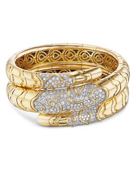 Marina B Marina B Titanium & 18K Yellow Gold Onda Diamond Pave Triple Row Bangle Bracelet