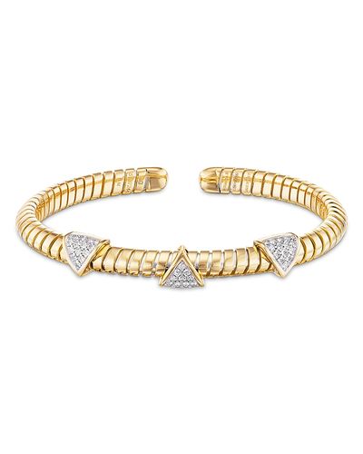Marina B Marina B Titanium & 18K Yellow Gold Trisolina Diamond Pave Cuff Bangle Bracelet