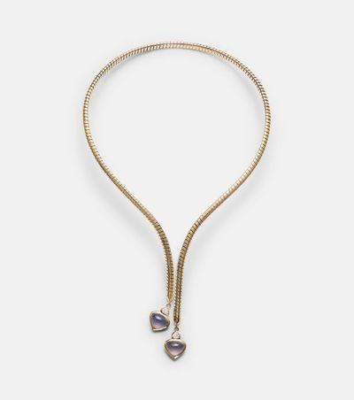 Marina B Marina B Trisolina 18kt gold necklace with blue chalcedony and diamonds
