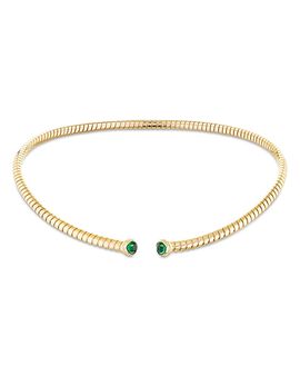 Marina B Marina B Trisolina Emerald & Diamond Collar Necklace in 18K Yellow Gold