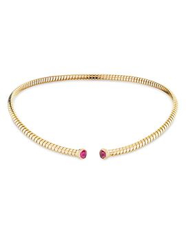 Marina B Marina B Trisolina Ruby & Diamond Collar Necklace in 18K Yellow Gold