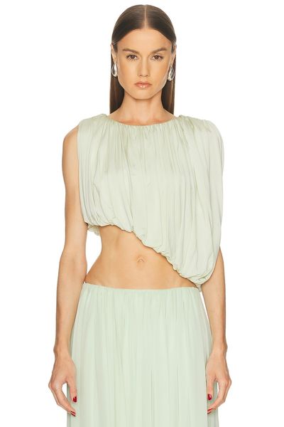 Marina Moscone Marina Moscone Asymmetric Gathered Draped Top