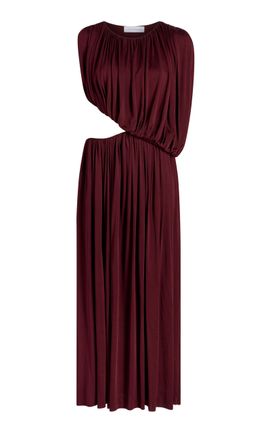 Marina Moscone Marina Moscone Gathered Draped Maxi Dress