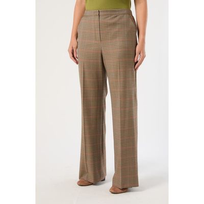 Marina Rinaldi Marina Rinaldi Avena Microcheck Straight Leg Virgin Wool Trousers