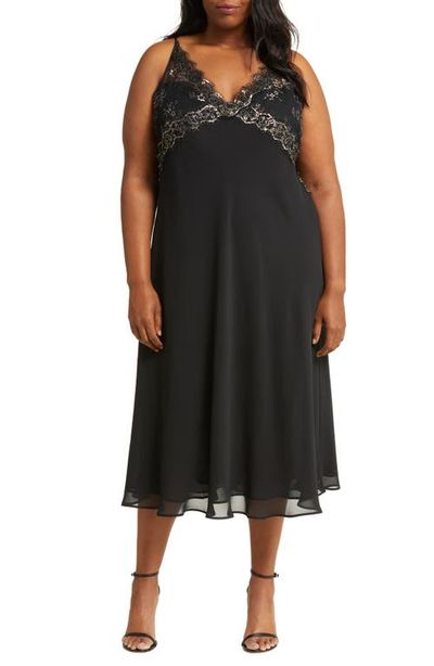 Marina Rinaldi Marina Rinaldi Double Layered Georgette Bodice Midi Dress