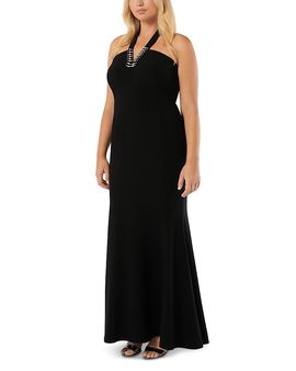 Marina Rinaldi Marina Rinaldi Embroidered Beaded Cape Dress
