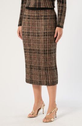Marina Rinaldi Marina Rinaldi Fiamma Plaid Mohair Blend Knitted Skirt