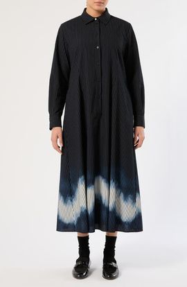 Marina Rinaldi Marina Rinaldi Flock Pinstripe Shirtdress
