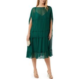 Marina Rinaldi Marina Rinaldi Plissé Sleeveless Tiered Dress