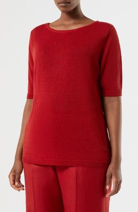 Marina Rinaldi Marina Rinaldi Short Sleeve Linen Blend Sweater