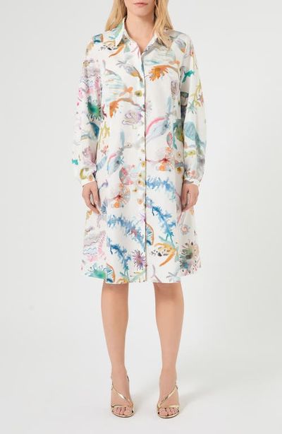 Marina Rinaldi Marina Rinaldi Watercolor Print Long Sleeve Shirtdress