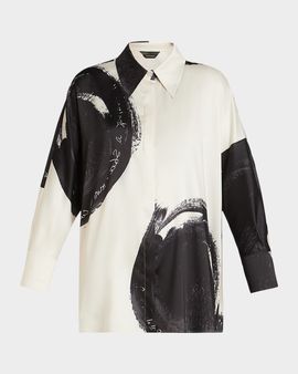 Marina Rinaldi Plus Size Bard Brushstroke-Print Shirt