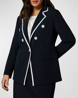 Marina Rinaldi Plus Size Bettina Contrast-Trim Cady Blazer