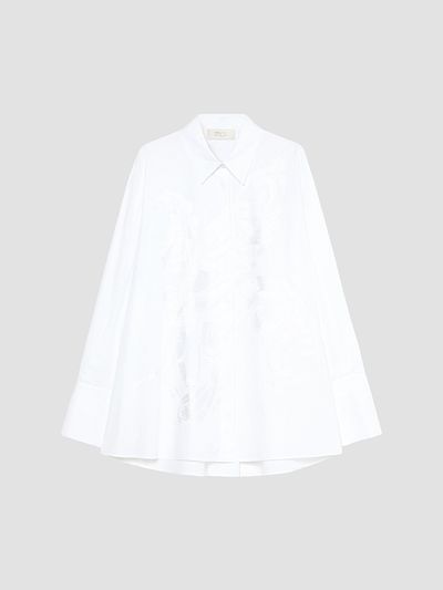 Marina Rinaldi Women's Embroidered Poplin Tunic Shirt