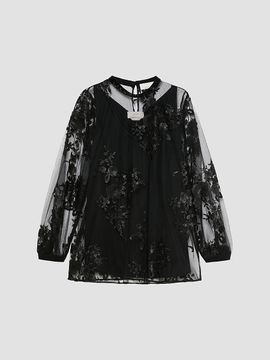 Marina Rinaldi Women's Embroidered Tulle Blouse