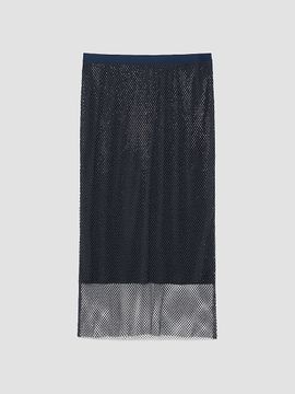 Marina Rinaldi Women's Rhinestone Adorned Mesh Jersey Skirt