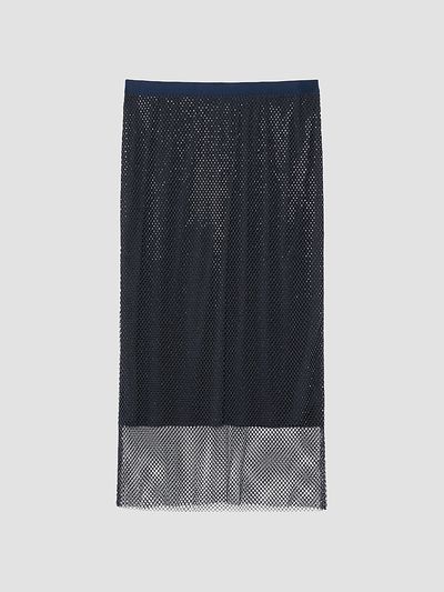 Marina Rinaldi Women's Rhinestone Adorned Mesh Jersey Skirt