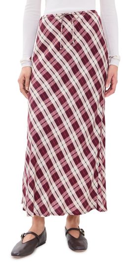 Marine Layer Marine Layer Avery Silky Maxiskirt Warm Plaid