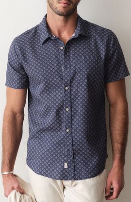 Marine Layer Marine Layer Better-Than-Linen Diamond Print Short Sleeve Button-Up Shirt