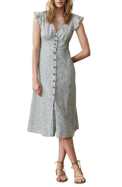 Marine Layer Marine Layer Camila Floral Button Front Hemp Blend Midi Dress