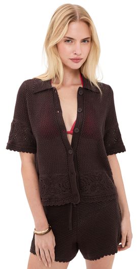 Marine Layer Marine Layer Crochet Button Down Chocolate