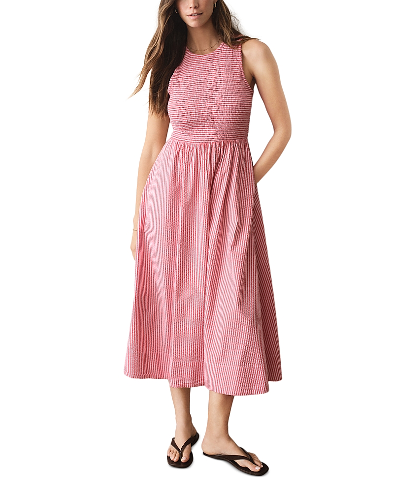 knee length dresses for ladies Stripped seersucker Maxi Tier Dress – Lilly & Co Boutique & Salon main image 0