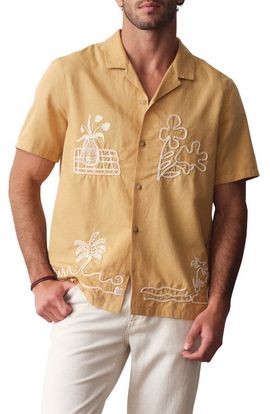 Marine Layer Marine Layer Embroidered Cotton & Linen Resort Shirt
