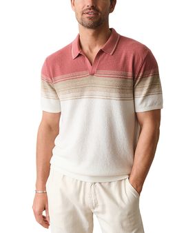 Marine Layer Marine Layer Greyson Withered Rose Stripe Polo Sweater