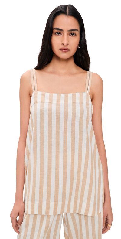 Marine Layer Marine Layer Hemp Tank Cream/Taupe Stripe
