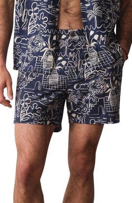 Marine Layer Marine Layer Island Motif Tailored Swim Trunks
