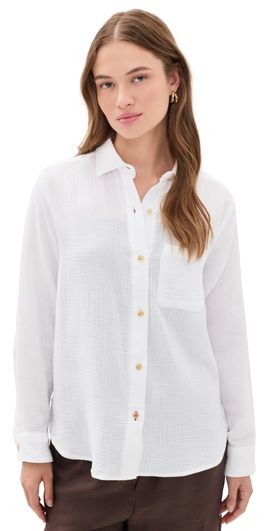 Marine Layer Marine Layer Jane Relaxed Double Cloth Shirt White